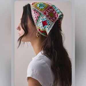 NWT crochet patchwork head scarf bandana